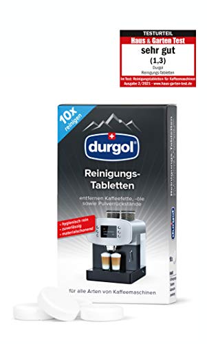 Durgol Compresse Detergenti – Pulisce, Protegge E Nutre Macchine Da Caffè Di Tutti I Tipi E Marche – Biodegradabili – Versione Tedesca – 1 X 10 Compre