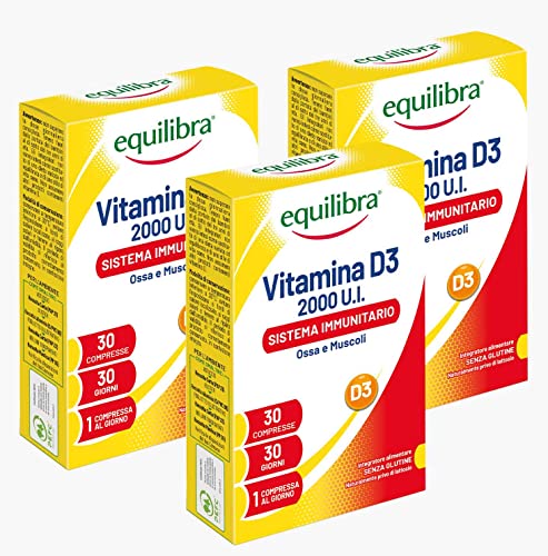 Equilibra Integratori Alimentari, Vitamina D3, Integratore Vitamina D3 Per La Normale Funzione Del Sistema Immunitario, Per Il Mantenimento Di Ossa No