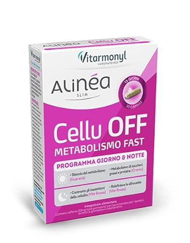 Vitarmonyl Cellu Off - Metabolismo Veloce - Inestetismi Cellulite - Azione Detox - Azione Rimodellante -Trattamento Giorno & Notte - 30 Capsule