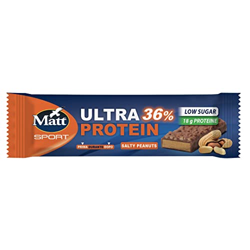Matt Sport - Ultra Protein Salty Peanuts - Barretta Proteica Al 36% Croccante Con Cioccolato Al Latte E Arachidi , A Basso Contenuto Di Zuccheri E Con