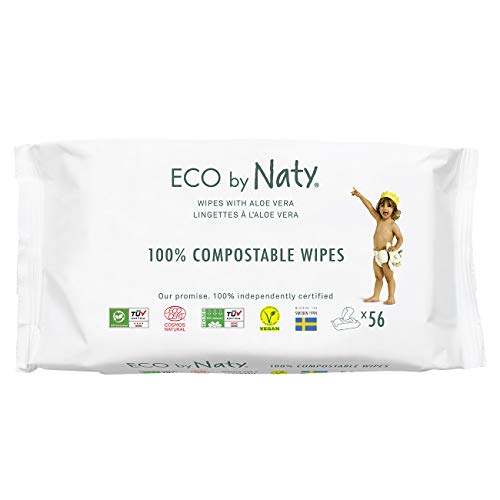 Eco By Naty Salviette Per Bambini Aloe Vera - Salviettine Umidificate 100% Compostabili E A Base Vegetale, Adatte A Bambini E Neonati Con Pelle Sensib