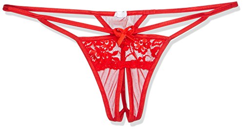 Softline Collection Culotte En Résille Avec Petit Noeud Rouge Vita S-L