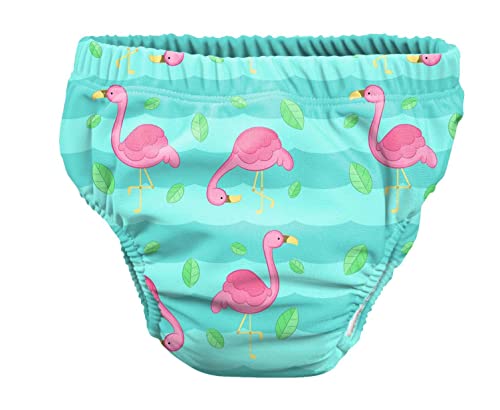 Pss! - Pannolino Per Bambini Per L'Acqua - Modello Pink Flamingo - Per Bambini Da 3 A 8 Kg - Taglia M - Unisex - Design Multicolore -Assorbente E Riut