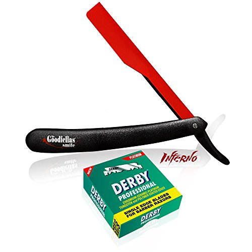 Rasoio A Mano Libera Inferno Con 100 Lamette Da Barba Derby Professional