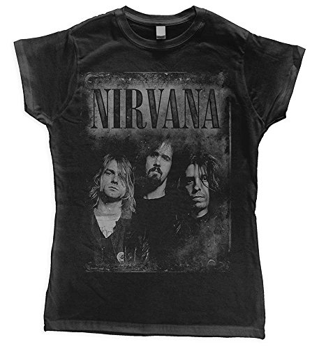 Nirvana Faded Faces Donna T-Shirt Nero M 100% Cotone Regular