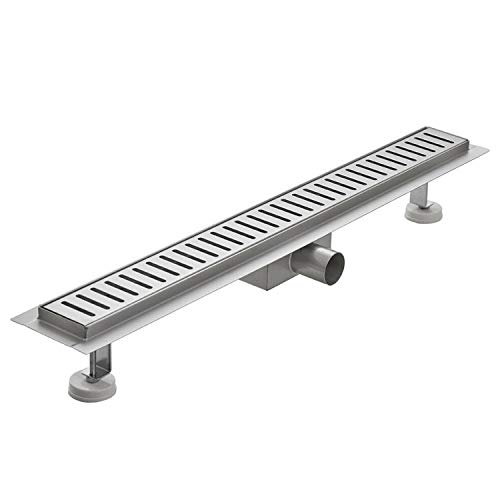 Canalina Di Scarico Doccia In Acciaio Inox Con Griglia A Righe 110 Cm Mod. Stripe