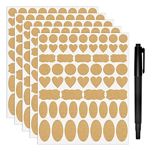 Nardo Visgo Etichette Di Carta Kraft Adesivi Di Tenuta Dimensioni E Forme Assortite Per Bottiglie Di Olio Essenziale, Barattoli Di Vetro, Contenitori 