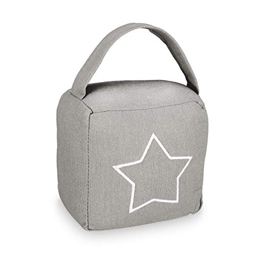 Relaxdays Fermaporta A Sacco, Blocca Porte E Finestre, Tessuto, Manico E Stella Decorativa, 18,5X14X10 Cm, Grigio Scuro, Poliestere, Sabbia, Grau, 18 