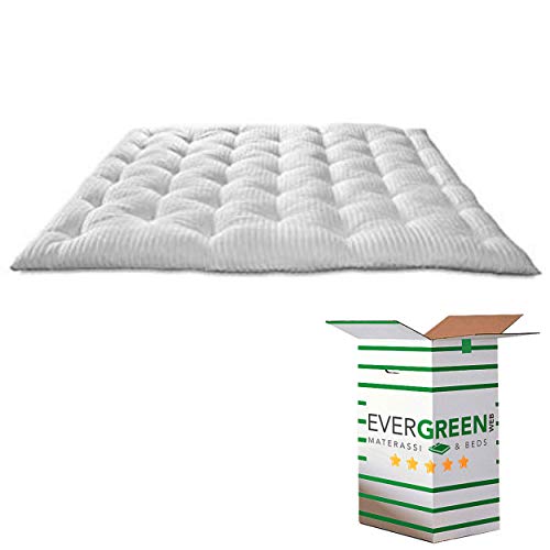 Evergreenweb - Correttore Materasso In Memory Foam Med Matrimoniale 160X190 Alto 7Cm Coprimaterasso Imbottitura Fiocco 100% Effetto Piuma Morbido Futo