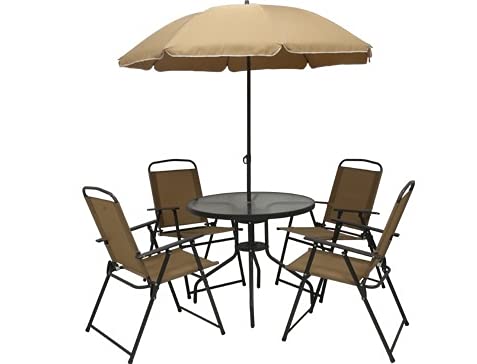 Set Funny Ombrellone + Tavolo + 4 Sedie Arredo Esterno E Giardino