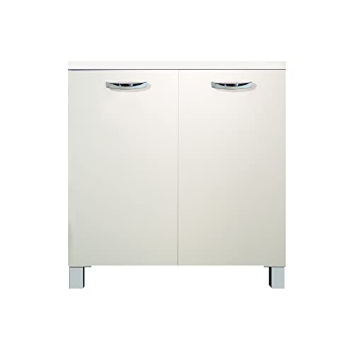 Arredo Stock Base Da Cucina Con Ripiano E 2 Ante, Modello Easy, Bianco Da 80 Cm.