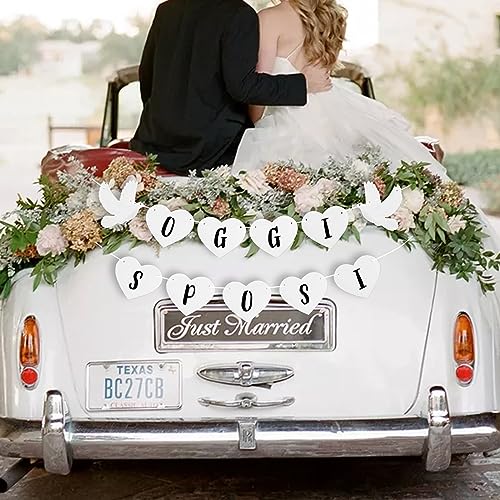 Festone Oggi Sposi A Forma Cuore Per Auto Matrimonio, Just Married Striscione Bandierine, Decorazione Auto Matrimonio Casa Esterno Giardino, Addobbi F