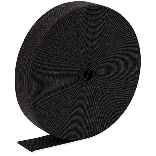 H&S Fettuccia Elastica Nera - 10 M X 24 Mm - Elastico Per Cucito Da Merceria Elastico Nero - Rotolo Fettuccine Elastiche Per Vestiti - Nastro Elastico