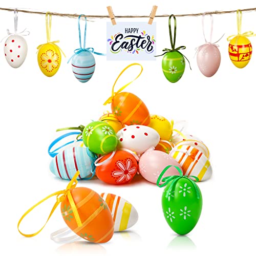 Uova Di Pasqua, 24 Pezzi Ecorazioni Pasquali Uova, Uova Di Pasquali Da Appendere, Plastica Colorata Uova Di Pasqua, Artigianato Per Decorazione Delle