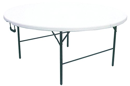 Cilvani Srl Tavolo Tavolino Rotondo Pieghevole Xl Richiudibile Resina Hdpe Bianco 153Xh74 Cm