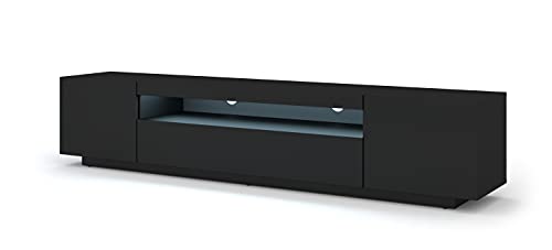 Bim Furniture Aura - Mobile Basso Per Tv, 200 Cm, Da Appendere O In Piedi, Universale, Con Illuminazione A Led Blu