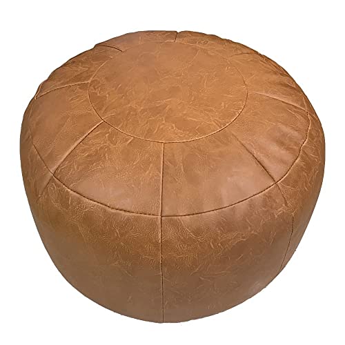 Louis Donné Pouf Marocchino Realizzato A Mano, Pouf Rotondo Pouf Pouf Pouf Poggiapiedi, Futon Sfoderato Con Cuscino In Pelle Per Stoccaggio Aud Decora