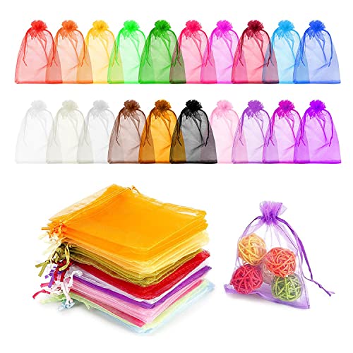 100 Pezzi Colore Sacchetti In Organza, Per Bomboniere Bustine Portaconfetti Per Matrimonio Compleanno Comunione Regalo Caramelle Gioielli, Con Cordino