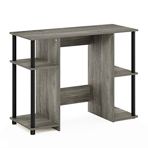 Furinno Jaya Scrivania, Legno Composito, Rovere Francese Grigio/Nero, Taglia Unica