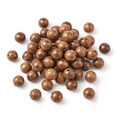 Dahi 300 Pezzi Perline In Legno 10 Mm Perline Rotonde Perline In Mogano Perline In Legno Strutturato Per Bracciali E Collane Fai Da Te