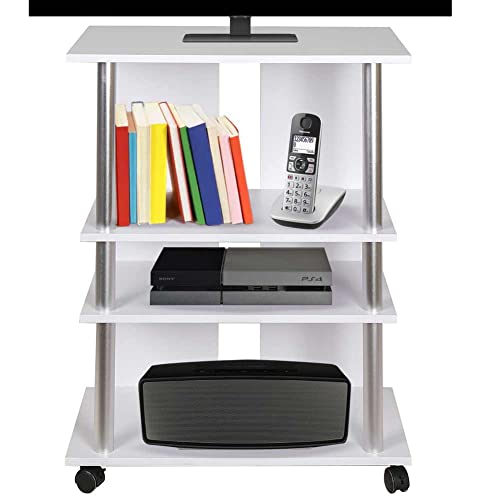 Bakaji Mobile Tv In Legno Mdf Con 3 Ripiani Porta Console Videogiochi Dvd E 4 Ruote Mobiletto Carrello Porta Televisore Design Moderno Dimensione 60 X