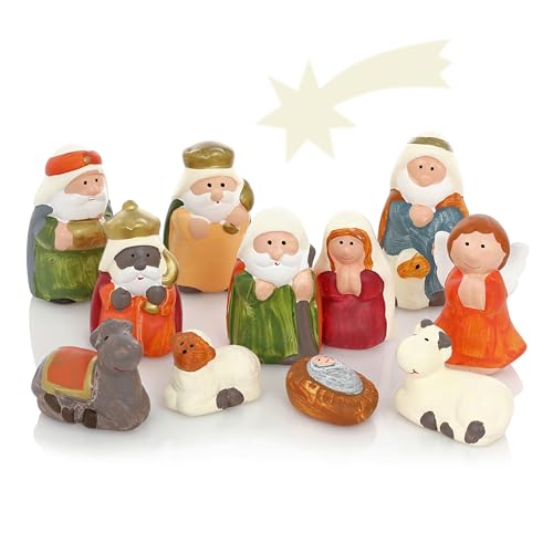 Nordstern Figure Del Presepe In Ceramica - 11 Figure Natalizie Per La Stalla E Il Presepe - Da 2 A 8 Cm