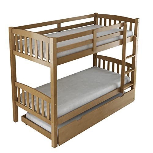Arredo Stock Letto A Castello Con Terzo Letto Estraibile In Legno Di Pino Massello, 90X190X156 Cm (Legno)