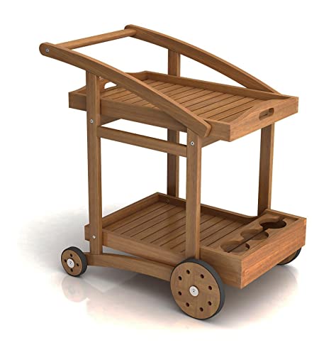 Michele Sogari Carrello Portavivande In Legno Acacia Happy Tea Con Vassoio Rimovibile E Ruote 85X57X85H Cm