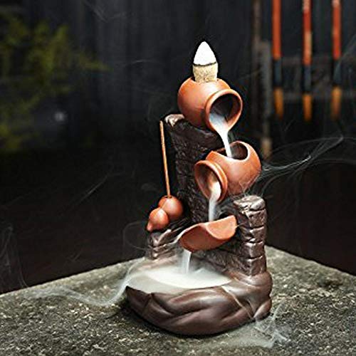 Xudrez Porta Incenso Di Zucca Marrone, Porta Incenso In Ceramica Con Coni Di Incenso A Riflusso Da 20 Pezzi, Bruciatore Di Incenso A Riflusso Riflusso