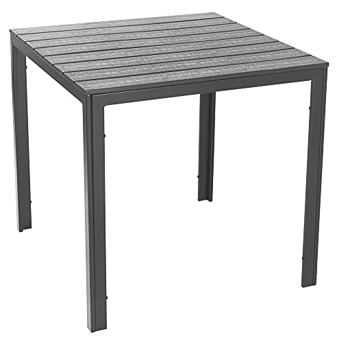 Verdelook Tenerife Tavolo Quadrato Pieghevole Effetto Legno, 78X78X74 Cm, Grigio
