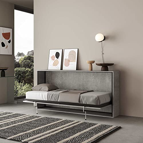 Itamoby - Letto Singolo Scomparsa Orizzontale Traformabile Color Cemento