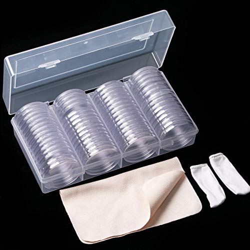 Dezhi 60 Pezzi 41Mm Portamonete Silver Eagles Coin Capsules Scatola Di Plastica Trasparente Organizer Per La Raccolta Di Monete Forniture Per Porta Mo