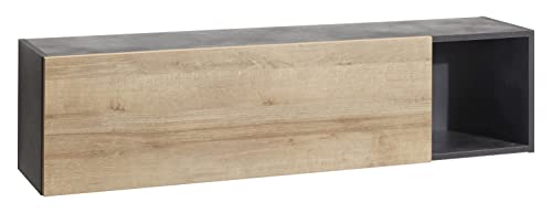 Composad | Pensile Della Linea Vittoria Con 1 Anta E 1 Vano, Pensile Da Muro, Pensile Soggiorno, Mobile Sospeso, (Lxaxp) 140X35X30,10 Cm, Colore Rover