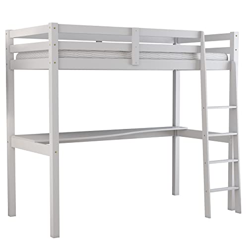 Arredo Stock Letto Singolo A Soppalco Con Scrivania Inclusa, 90X190X176 Cm (Bianco Laccato)