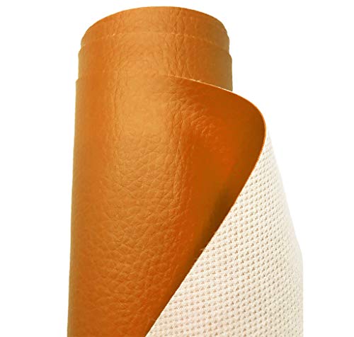 A-Express Strutturato Tessuto Ecopelle Materiale Granulato Morbida Finta Pelle Vinile Materiale - Arancio 1 Metro (100Cm X 140Cm)