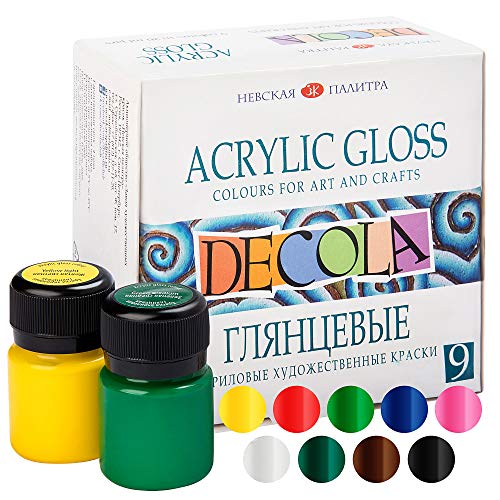 Decola Colori Acrilici Per Dipingere Effetto Gloss | Set Pittura Acrilica Da 9 X 20 Ml | Dipingi E Decora Su Ogni Superficie | Creati Da Nevskaya Pali