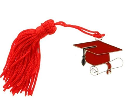 12X Zama Ciondolo Metallo Tocco Rosso Laurea Con Nappina Bomboniera