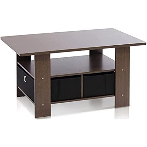 Furinno Tavolino Con Cestini, Dark Brown/Black