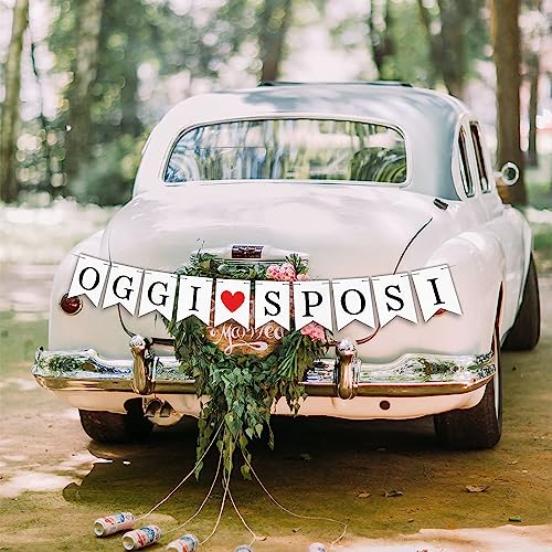 Gebetter Festone ”Oggi Sposi” Per Auto Matrimonio, Just Married Striscione Bandierine, Decorazione Matrimonio Auto Casa Esterno Giardino, Addobbi Foto