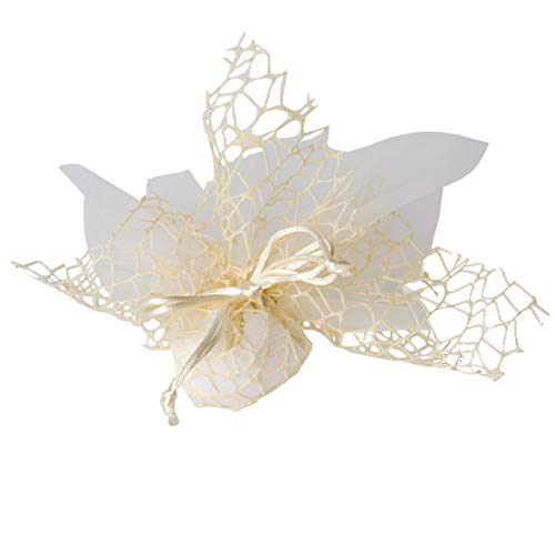Confezione 30 Pezzi Bomboniera Sacchettino Polycotton Rete + Velo Organza + Nastro Autotirante, Portaconfetti Sacchetti A Rete Colore Beige Themagicfo