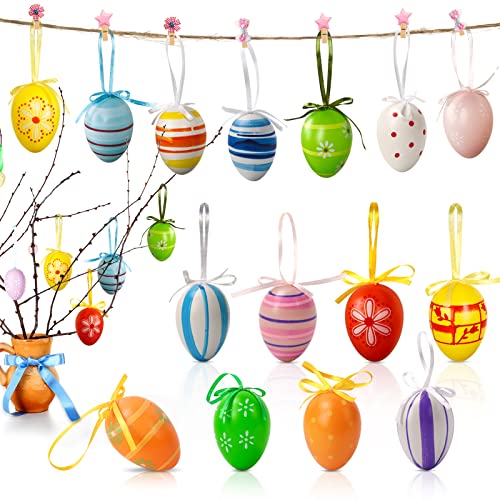 Mizijia Uova Di Pasqua, 32 Pezzi Ecorazioni Pasquali Uova, Uova Di Pasquali Da Appendere, Plastica Colorata Uova Di Pasqua, Artigianato Per Decorazion