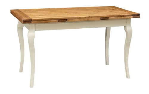 Biscottini Tavolo Legno Massello L140Xpr80Xh80 - Tavolo Allungabile Cucina Artigianale Made In Italy - Tavolo Da Pranzo - Tavolo Cucina