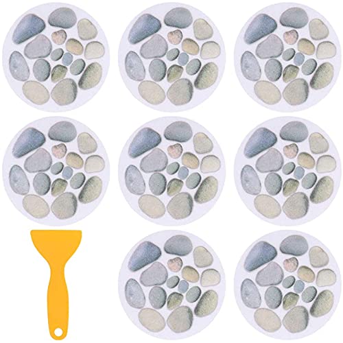 8 Pezzi Adesivi Rotondi Per Vasca Da Bagno, Grandi Adesivi Circolari Trasparenti Antiscivolo, Antiscivolo, Diametro 15 Cm, Con Raschietto, Per Vasche