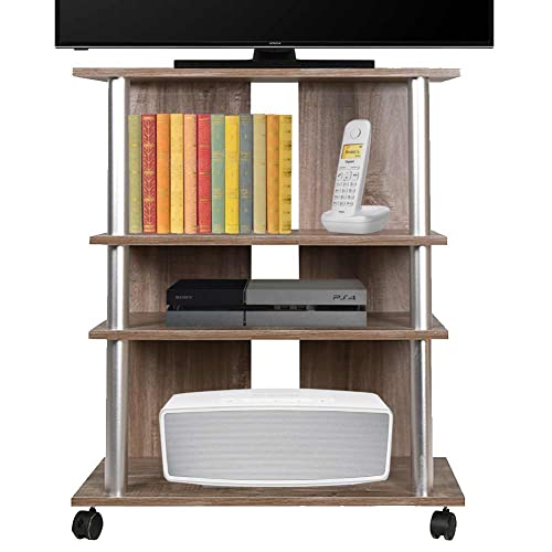 Bakaji Mobile Tv In Legno Mdf Con 3 Ripiani Porta Console Videogiochi Dvd E 4 Ruote Mobiletto Carrello Porta Televisore Design Moderno Dimensione 60 X