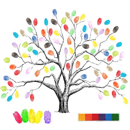 Mengger Impronte Digitali Albero Nozze Romantico Creativo Pittura Tela Signature Albero Matrimonio Decorazione Festa Nniversario Compleanno Regalo Gue