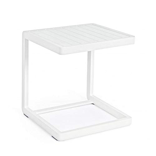 Tavolino Basso Konnor 40X40 Bianco Cx21 Alluminio Bizzotto Cod. 0662287