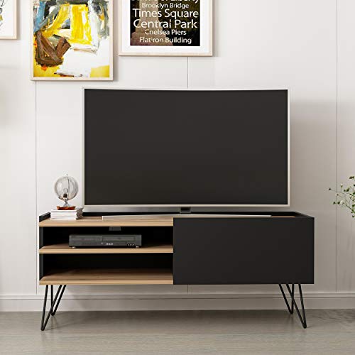 Homemania M.M.01.01.02.02352 Mobile Porta Tv Aral, Nero, Legno, Metallo, 124 X 37 X 50 Cm