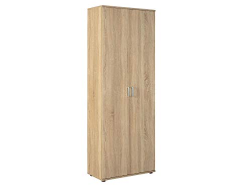 Inter Link - Armadio Multiuso - Armadio Per Archiviazione - Armadio Multiuso - 2 Ante - 5 Ripiani Inclusi - Melaminico - Gallo - Rovere Sonoma, 70 X 3