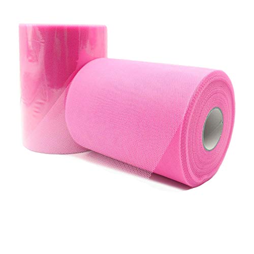Jzk 15 Cm X 90 M Rotolo Tessuto Tulle Rosa Per Fare Gonna Tavolo Tulle Bambina Tutù Pon Pon Fiocco, Per Confezionare Bomboniere Confetti, Decorazioni 