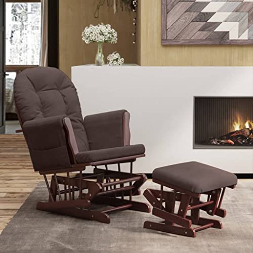 Revera Poltrona Glider Con Sgabello Marrone In Tessuto